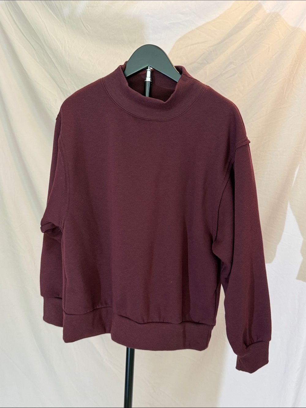 Women's Mock Neck Sweater - Deep Burgundy
